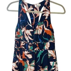 Japra Ladies Navy Blue, White, Orange, & Green Floral Print Maxi Dress, Size S